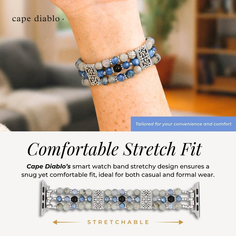 Cape Diablo Compatible with Apple Watch Bands for Women 40mm 38mm 41mm 42mm iWatch Series 10 9 8 7 6 5 4 3 2 1 SE Large - Fits 6.5-7.0 inch wrists Labradorite Indigo
