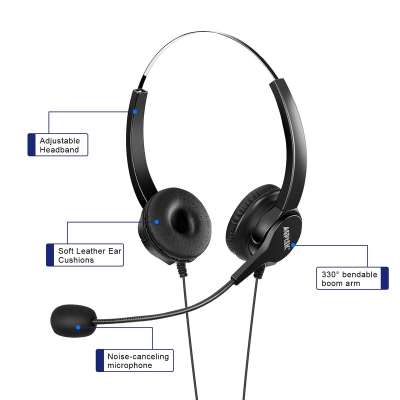 [AUSTRALIA] - AGPtEK UPGRADED Call Center Phone, Corded Telephone with Binaural Headset & Dialpad for House Call Center Office - Noise Cancellation 
