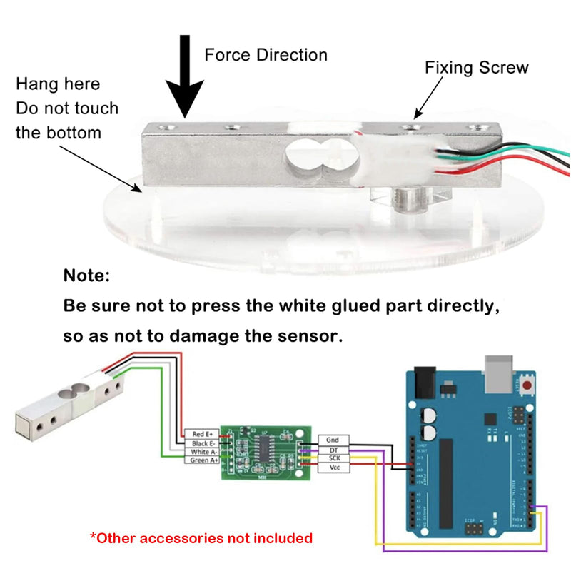 Geekstory 2 kg Digital Load Cell Weight Sensor + HX711 AD Weighing Sensor Module High Precision for Arduino DIY Electronic Portable Kitchen Scale (2 Sets)