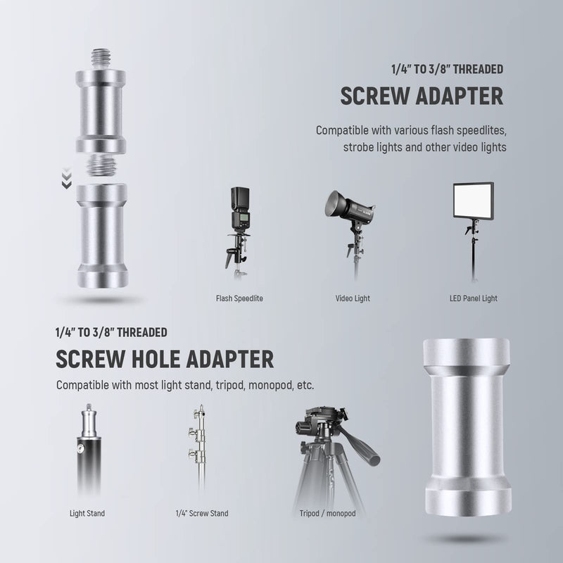 NEEWER Camera Flash Bracket H-Type Mount with Umbrella Softbox Holder, 180° Swivel Adjustable Metal Light Stand Adapter with 1/4" to 3/8" Screw Adapter for Speedlite LED Lamp Light Stand Tripod