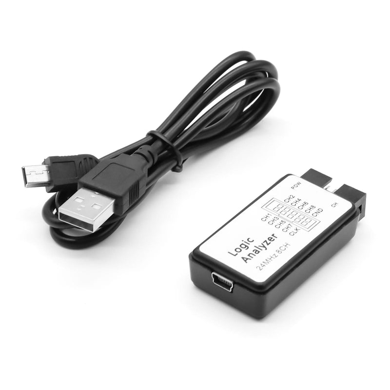 QIQIAZI USB Logic Analyzer 8 Channels 24MHz 5PF with USB Cable and Connection Cable Compatible with Arduino