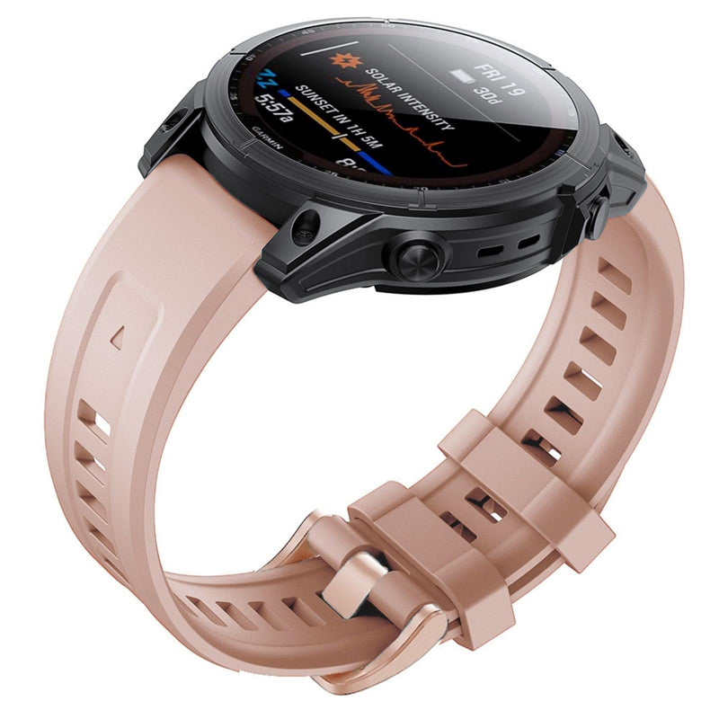 20mm Watch Band Replacement for Garmin fenix 5S/5S Plus/6S/7S/Instinct 2S/D2，Quick Fit silicone with rosegold buckle, SEAFOAM and DUSTROSE Bundle