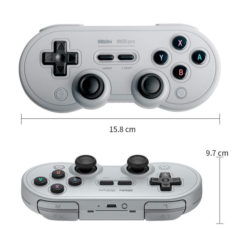 8Bitdo SN30 Pro Wireless Bluetooth Controller with Joysticks Rumble Vibration USB-C Cable Gamepad Compatible with Switch,Windows, Mac OS, Android, Steam (Gray Edition)
