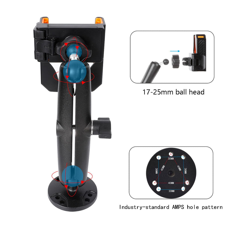 xik Universal Phone Mount Holder for Boat Car Truck Motorcycle UTV - AMPS Round Base, [1s Lock & Release][360° Adjustable], Fits 4.7"-7.2" Phones, Heavy Duty, Wall Mount Long style