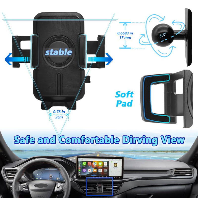 WAAPAK Car Phone Holder Mount 2020-2025 Ford Escape SUV Auto Accessories Interior Decoration Smartphone Thick Case Cradles Navigation Bracket iPhone