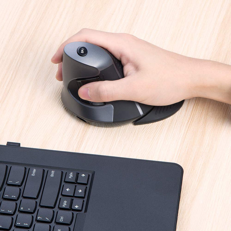 DELUX Upgrade Rechargeable Ergonomic Vertical Mouse, 2.4G Optical Wireless Ergo Silent Mouse with USB Receiver, 6 Buttons, 3 Gear DPI and Removable Palm Rest Reduce Muscle Strain (M618G GX-Black) M618G GX 2.4G Wireless 1600DPI