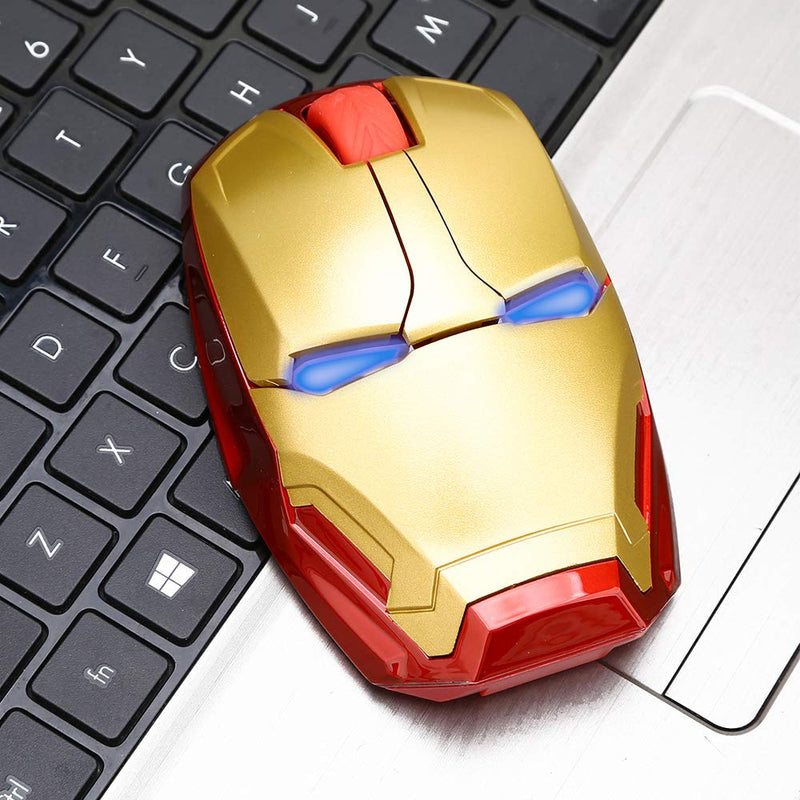 Cool Wireless Mouse 2.4 G Portable Game Optical Mice with USB Receiver for Notebook PC Laptop Computer MacBook + 8G USB Flash Drive Gold