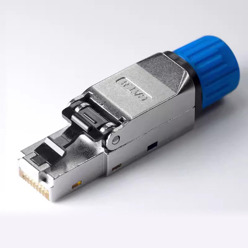 Cat8 Toolless Shielded RJ45 Connectors 6-Pack | Zinc Alloy Reusable Ethernet Plugs, 40Gbps 2000MHz PoE+, Fits 22–24 AWG Cat8 Cat7 Cat6a LAN Cables connector 6-pack