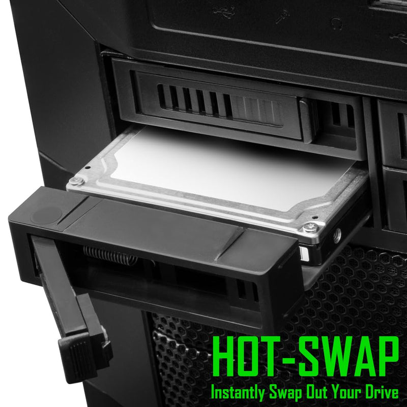 KINGWIN 4-Bay 2.5” SATA Removable SSD/HDD Mobile Rack, Hot-Swap 5.25” Internal Drive Cage, Compatible with 6Gbps SATA I/II/III, 7–9.5mm Drives, Metal Frame, LED Indicators