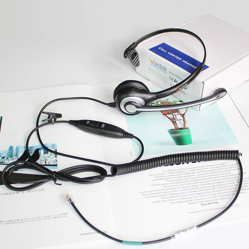 [AUSTRALIA] - Wantek Corded Telephone Headset Mono w/Noise Canceling Mic Compatible with ShoreTel Plantronics Polycom Zultys Toshiba NEC Aspire Dterm Nortel Norstar Meridian Packet8 Landline Deskphones(F600S2) 