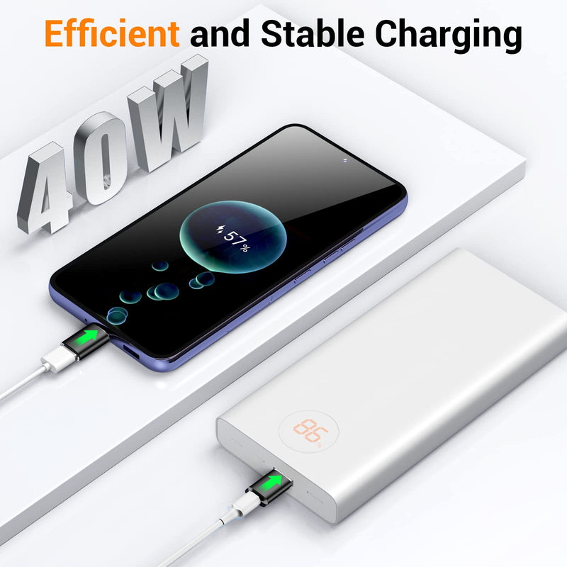 Temdan USB to USB C Adapter 4 Pack,【2*Type C Female to A Male Charger Converter】&【2*USB C Male to USB Female】 for Apple Watch Ultra 8 9,iPhone 15 Pro Max 14 13 12,AirPods,OTG Adapt USB to USB C-Black Black