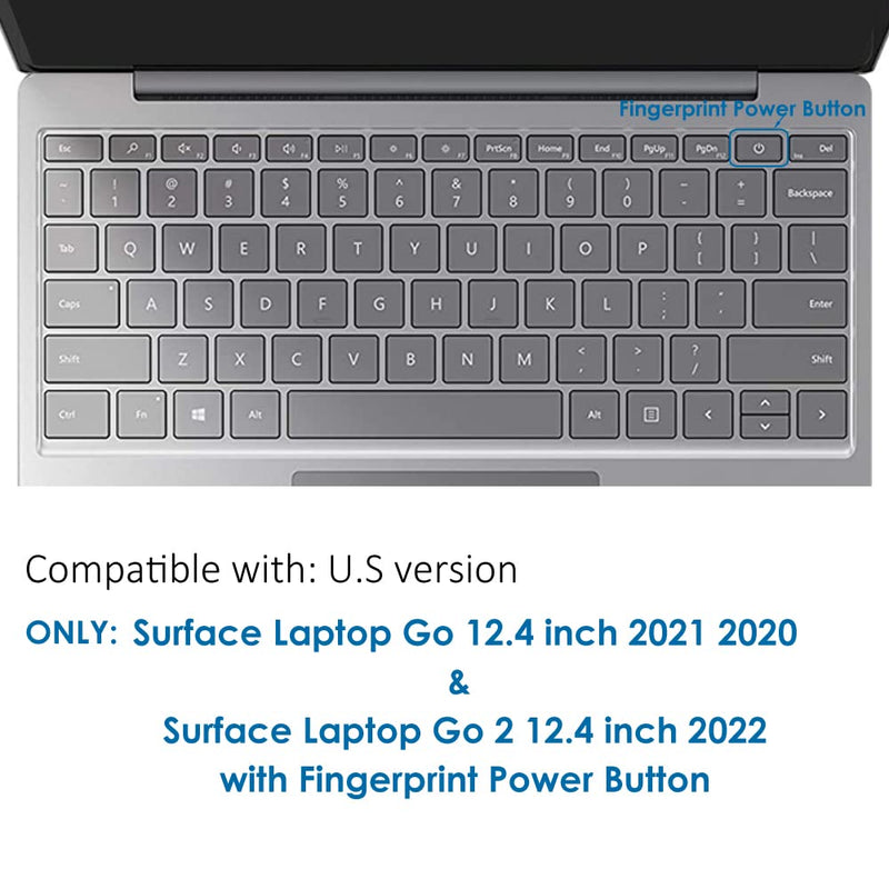 ProElife Keyboard Cover Skin for 2021 2020 Microsoft Surface Laptop Go 12.4" & 2022 Surface Laptop Go 2 12.4 inch with Fingerprint Power Button Ultra Thin TPU Keyboard Protector (Transparent) For Surface Laptop Go 12.4 inch