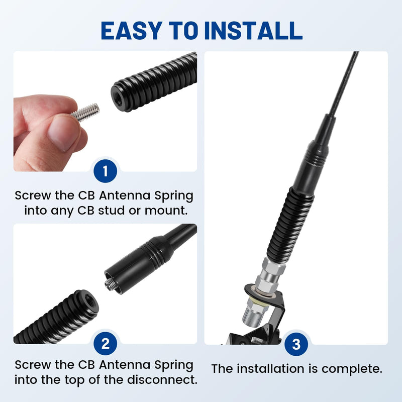[AUSTRALIA] - Anina SS-3H CB Antenna Spring 305311SS Stainless Steel Heavy Duty Radio Antenna Base Mount for Vehicle Fit Mobile/in-Vehicle Used with CB Radio Antenna Up to 60" Long 3/8" x 24 Threads 