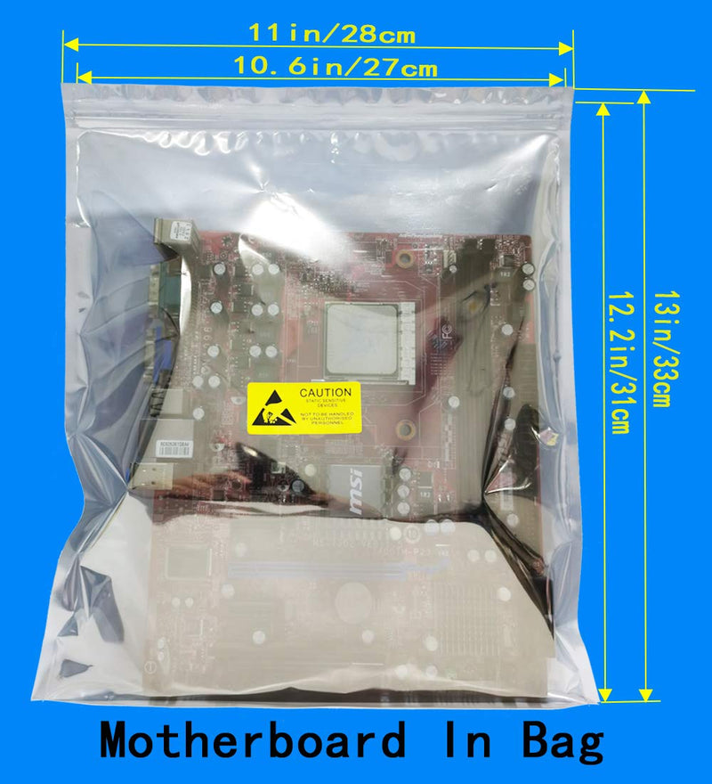 Daarcin 30pcs Anti Static Resealable Large Size Bags 11x13in/28x33cm ESD Bags for Motherboard HDD and Electronic Device,Antistatic Bags for Graphics Card (30pcs 11x13/28x33cm) 30pcs 11x13in/28x33cm