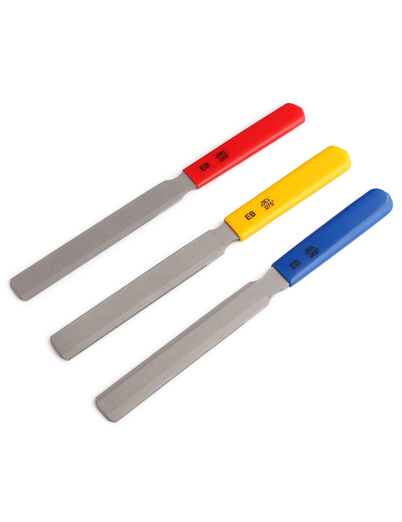Holmer Bass Guitar Nut Files Double Edge Nut Slotting Files Set Fret Crowning Files Luthier Tools for P Bass Jazz Bass Guitar Set of 3Pcs.
