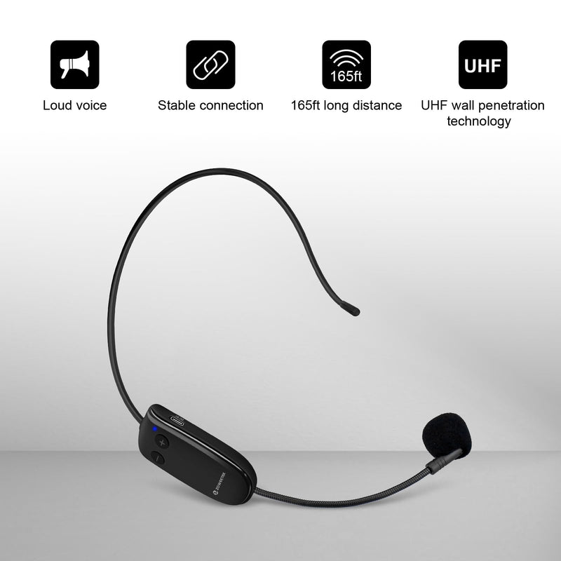 [AUSTRALIA] - ZOWEETEK Wireless Microphone Headset,UHF Headset Mic System,165ft Range,Support Voice Amplifier,PA System,Power Amplifier etc,Suitable for Teacher,Yoga and Fitness Instructor,Training,Lecturers 