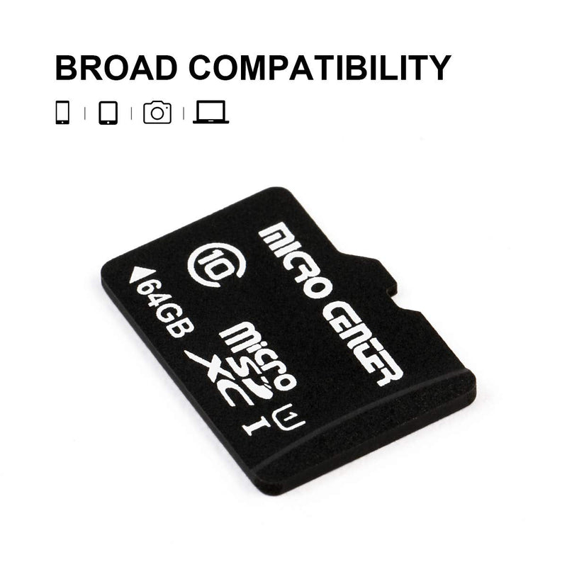 Micro Center 64GB Class 10 MicroSDXC Flash Memory Card with Adapter for Mobile Device Storage Phone, Tablet, Drone & Full HD Video Recording - 80MB/s UHS-I, C10, U1 (2 Pack) 64GB - 2 pack