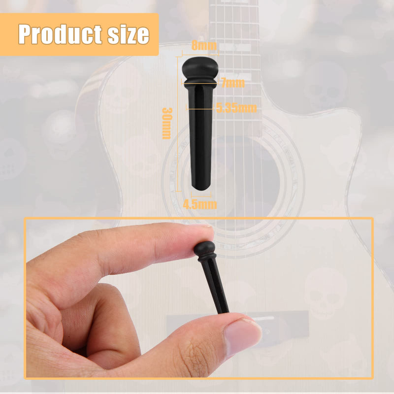 [AUSTRALIA] - SAVITA 6pcs Ebony Guitar Bridge Pins, Acoustic Guitar Bridge Pegs for 6 and 12 Strings Replacement Parts Guitar String Pins with Small Abalone Shell Dots(Black) 