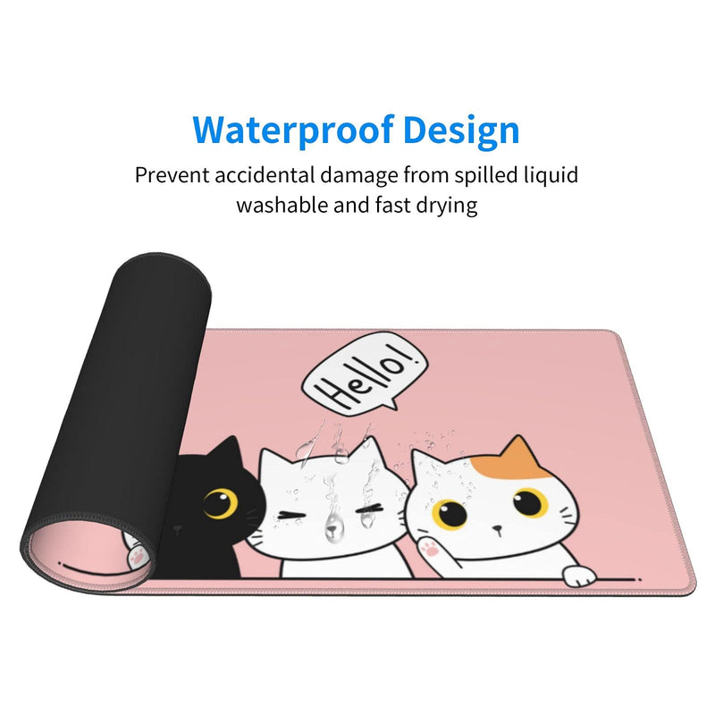Pink Cute Kittens Cat Gaming Mouse Pad Large XL Girls Kawaii Desk Mat Long Extended Pads Big Mousepad for Home Office Decor Accessories 1