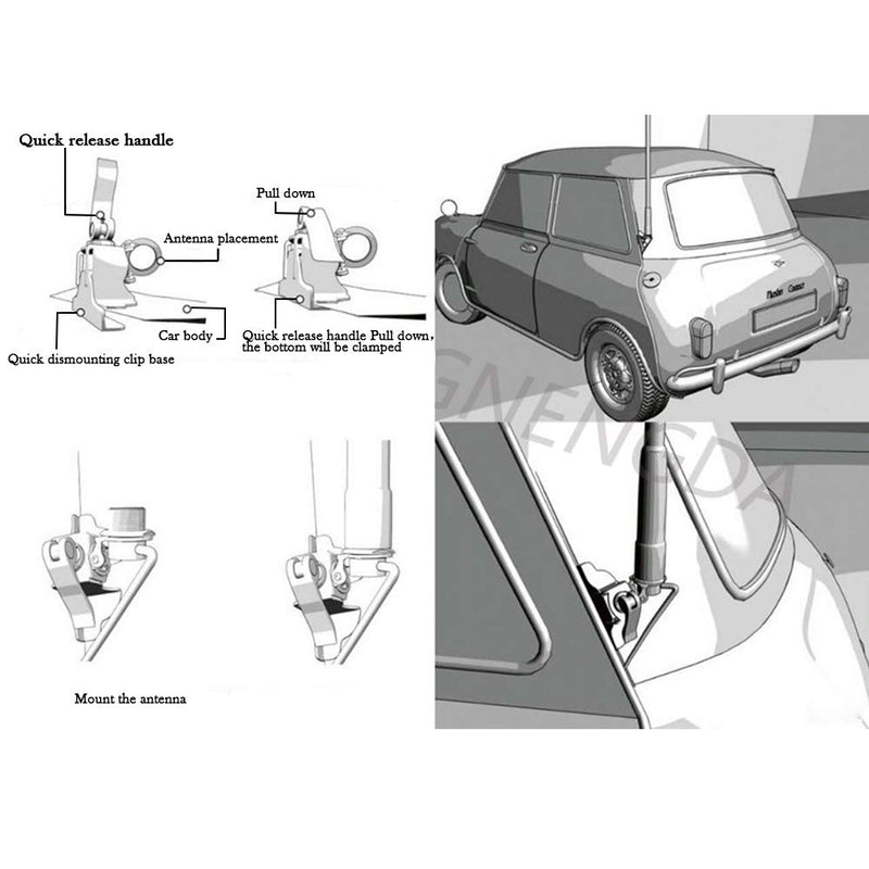 [AUSTRALIA] - UAYESOK Car Antenna Mount Bracket Clip Trunk Lid Hatchback Mobile Radio Antenna Mount Base with 5M/16.4ft SO239 to PL-259 RG-58 Coax Cable for Vehicle Car HAM Radio Antenna 