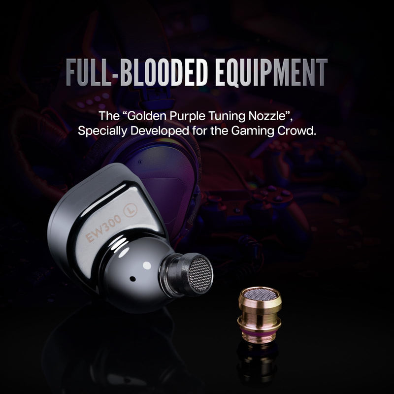 Linsoul SIMGOT EW300 1DD+1Planar+1PZT Hybrid Driver IEMs, Standard Edition | HiFi Wired Earbuds, Gaming Earbuds with Detachable Nozzles, Silver-Plated OFC In Ear Monitor Cable for Audiophile Musician EW300 Standard