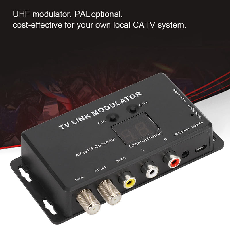 [AUSTRALIA] - IR Modulator, TM70 UHF TV Link Modulator AV to RF Converter IR Extender Adapter with Channel Display, USB Cable, Receiving Cable 