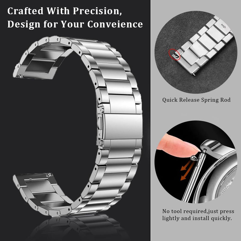 Titanium Quick Release Watch Band 16mm 18mm 20mm 22mm Premium Metal Watch Strap Compatible for Samsung Galaxy Watch 7/6/5/4/3, Garmin Vivoactive 4S/Vivomove 3S/Active S/Venu 2S for Men Women Titanium