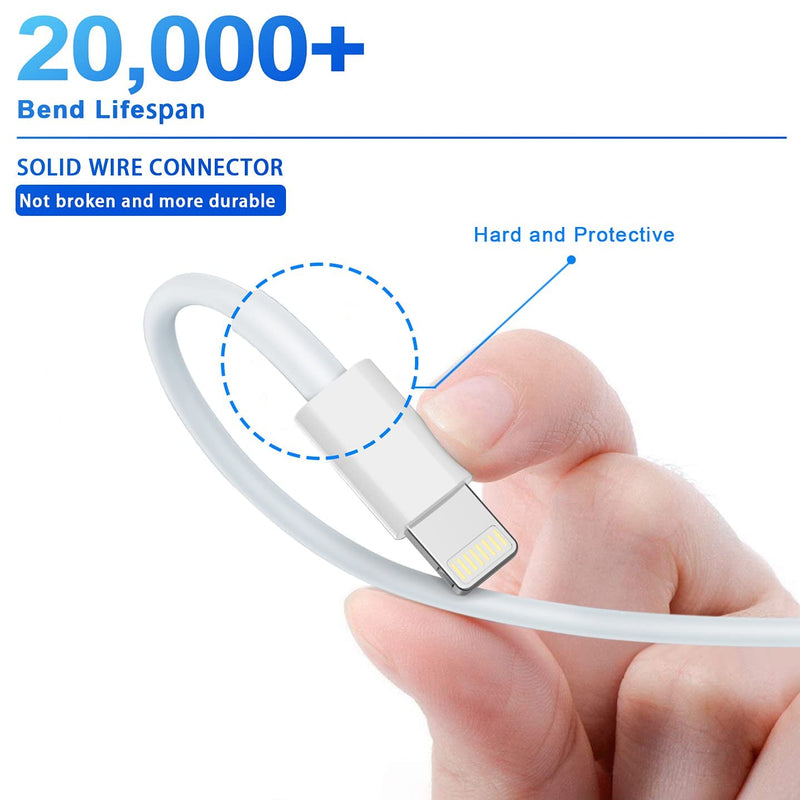 iPhone Charger 3Pack Apple MFi Certified, Lightning Cable 6FT Compatible with iPhone 12 Mini Pro Max SE 11 Xs Max XR X 8 7 6 Plus 5S iPad Pro Airpods White