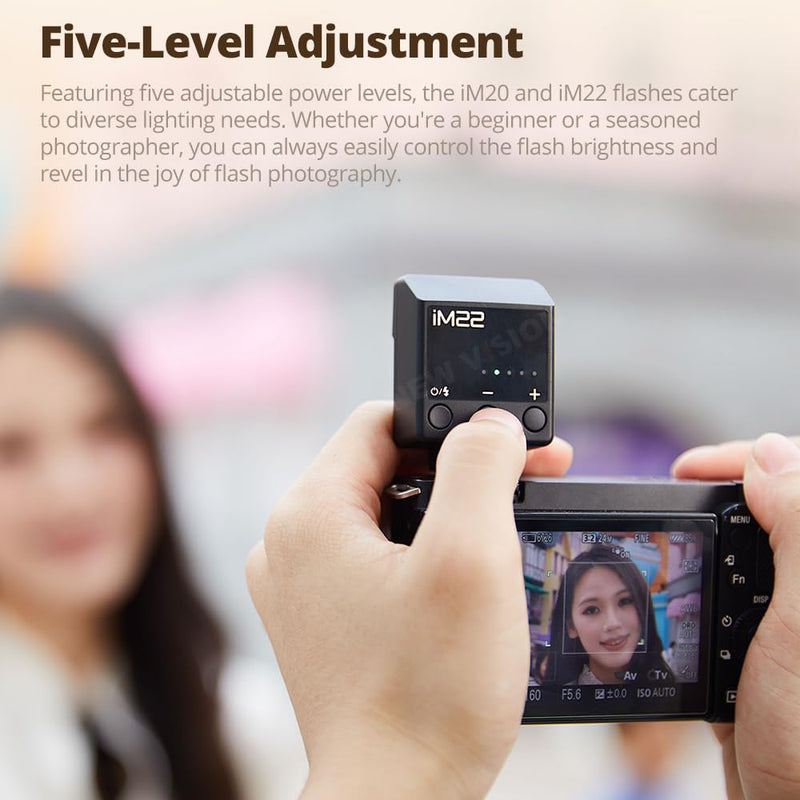 Godox iM22 Mini Flash for Camera, with Built-in Battery | GN10, USB-C Charging, 5 Power Levels, 440 Full-Power Flashes for Fuji Sony Nikon Canon Olympus Camera (iM22 White) iM22 White