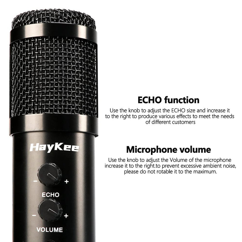 Professional Phone & USB Condenser Microphone with Stand for Computer & Phone, Plug & Play. Great for Live Streaming, YouTube Recording, Gaming, Podcast, Karaoke on Cell Phone & PC