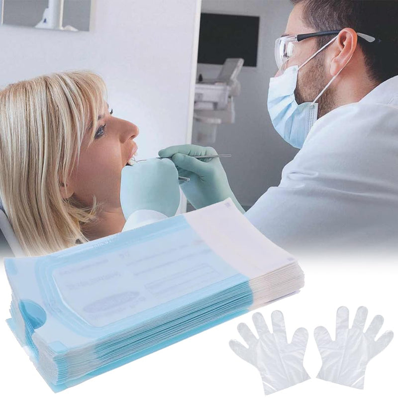 [AUSTRALIA] - Disposable Sterilisation Bags, 100 x Sterilisation Bags 9 x 16.5 cm with Sealing Sterilising Bag, Sterilising Bag for Autoclaves, Self-Adhesive, Sterilising Bags for Autoclaves 