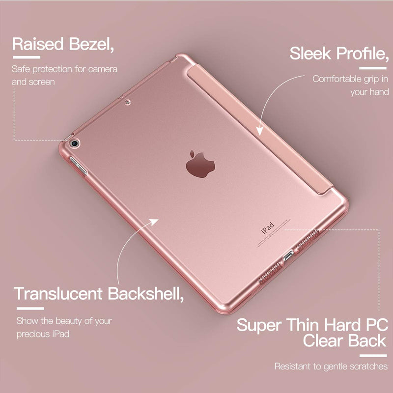 TiMOVO iPad 10.2 Case iPad 9th Generation 2021/ iPad 8th Generation 2020/ iPad 7th Generation 2019 Case,Slim Translucent Hard PC Protective Smart Cover with Stand for iPad 10.2 Inch,Rose Gold Rose Gold