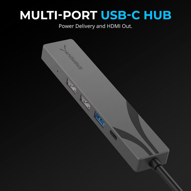 SABRENT USB C NVMe M.2 SSD Enclosure with Multi-Port USB-C Hub (Power Delivery, HDMI, 4K)