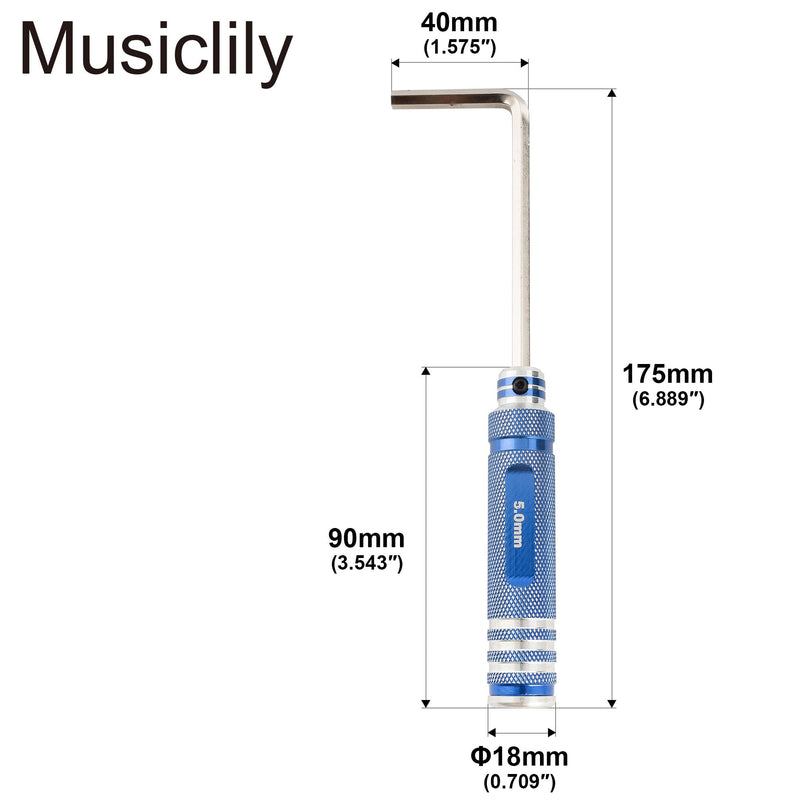 Musiclily Pro Hardened Steel 5Pcs Allen Keys Hex Wrenches Set for Guitar Bass Truss Rod Adjustment Full Set