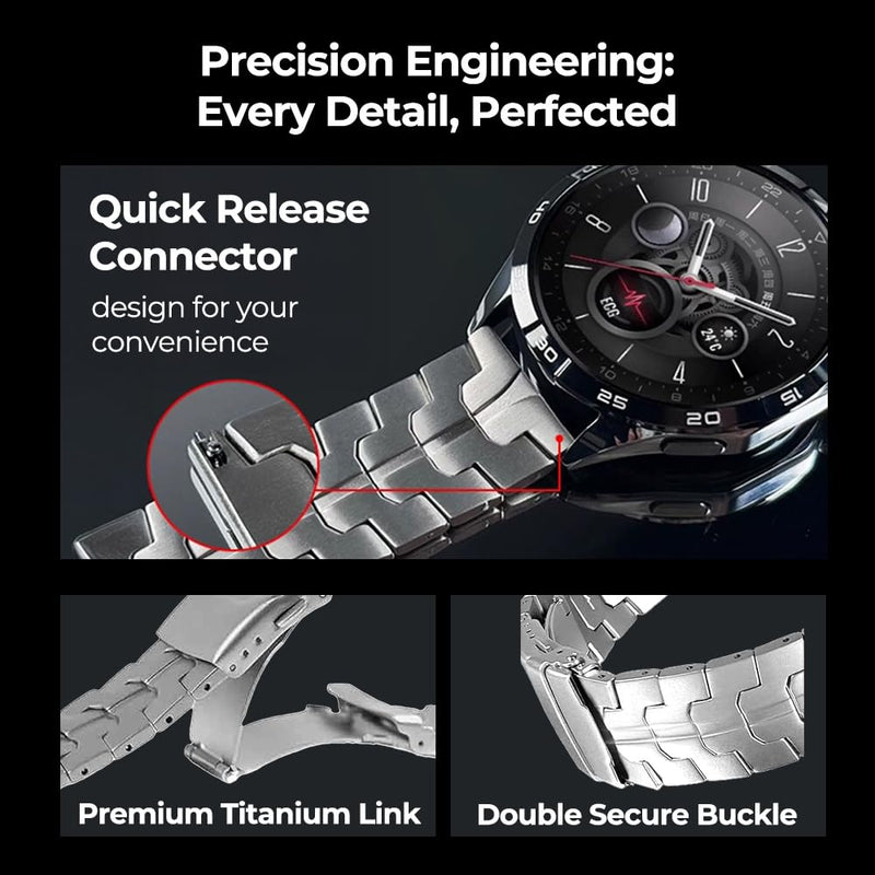 22mm Titanium Metal Band for Huawei Watch GT Runner 2/GT6/6Pro 46mm | For GT 5/4/3/3Pro/Active/Classic/2 Pro/Sport/Elegan| 40% Lightweight,Skin-Friendly,Corrosion Resistance,Fit Wrists 6.3''-9'' silver 22mm