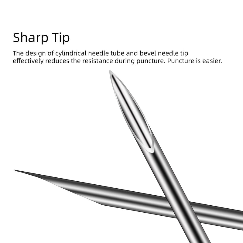 zalati Piercing Needles 10pcs Disposable Body Puncture Needles Stainless Steel Single Pack with Spone Cover Ball for Ear, Nose, Lip, Navel Piercing - 14g 14G Piercing Needles