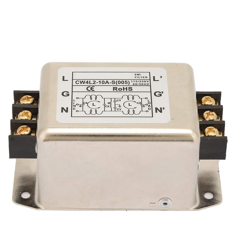 Nikou Mains Filter, 115V/250V 10A 50/60Hz Single Pole/Two-Pole EMI Filter Connector for Most Digital Devices
