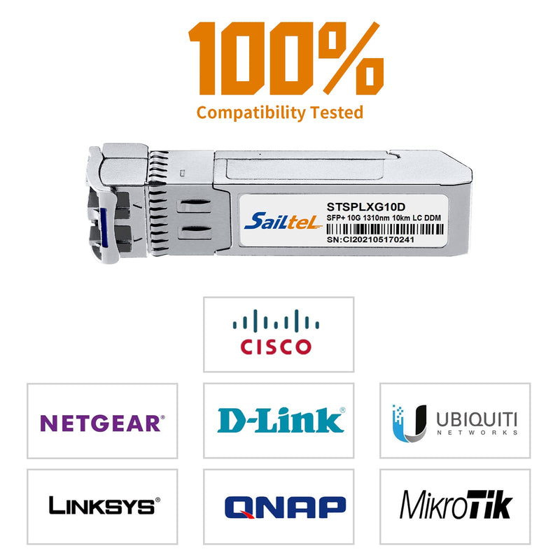 10G Gigabit Single Mode SFP+ LC Module,10G 1310nm SMF, up to 10 km, DDM,10GBase-LR Fiber Transceiver, Compatible with Cisco, Ubiquiti, Mikrotik,Netgear, Dlink,Linksys and More (4 Pack)