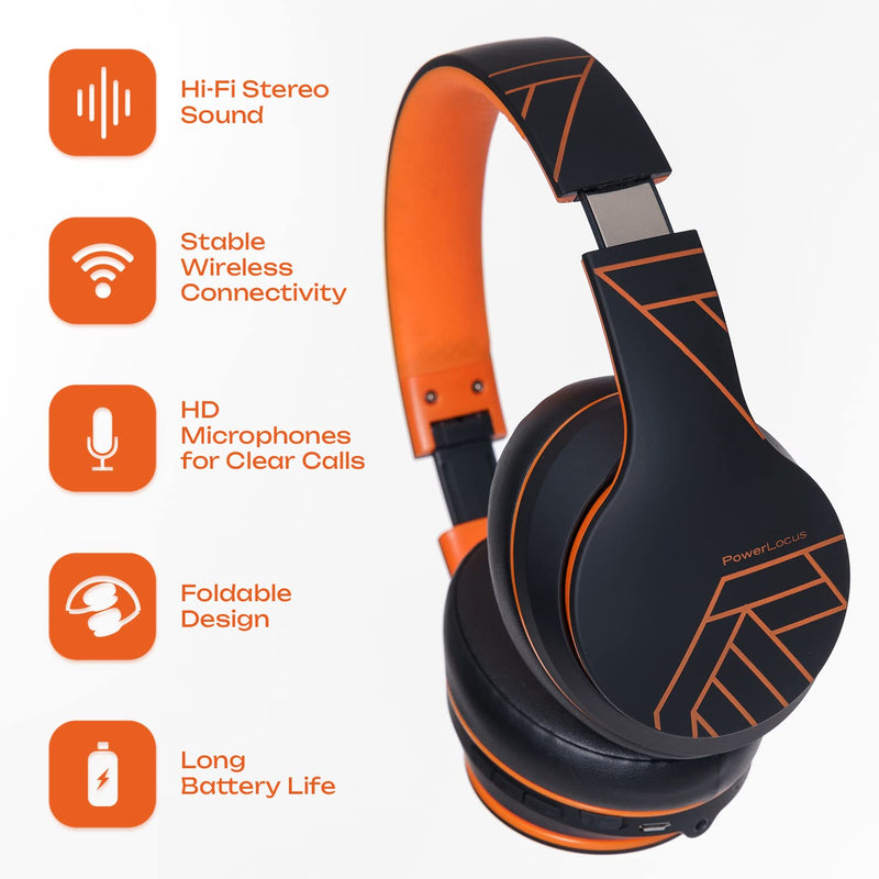 PowerLocus P6 Bluetooth Headphones Over Ear, Foldable Headphone with Hard Shell Carry Case for Travel/PC/Cell Phone