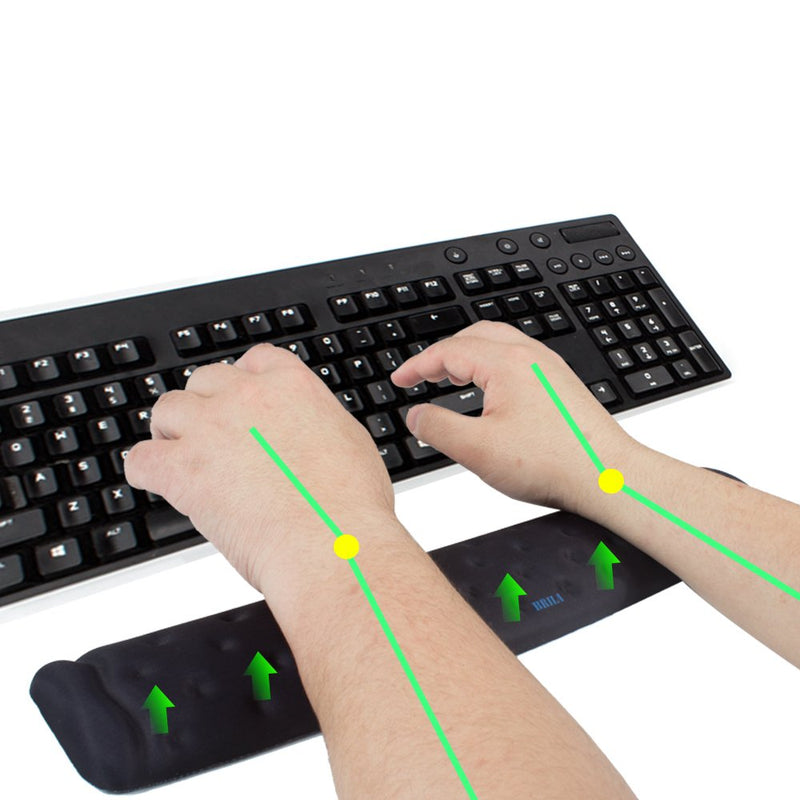 BRILA Memory Foam Mouse & Keyboard Wrist Rest Support Pad Cushion Set for Computer, Laptop, Office Work, PC Gaming - Massage Holes Design - Easy Typing Wrist Pain Relief (Black) Black Bundle