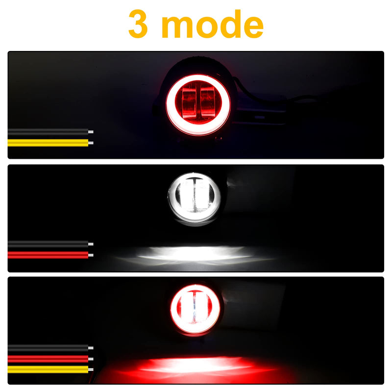 [AUSTRALIA] - LED Motorcycle Driving Lights, 20W Round LED Daytime Running Light 3-Inch Motorcycle Additional Lights 12V/24V Fog Lamps for 4x4 ATV Tractor Offroad Motorbike, Red (Include Switch) 