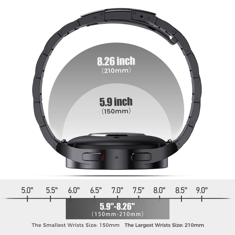 Titanium Band Compatible with Samsung Galaxy Watch 7 40mm 44mm/Galaxy Watch 6 Classic 43mm 47mm/Galaxy Watch 5 Pro 45mm/Galaxy Watch 4 Classic 46mm, No Gaps 20mm Business Titanium Watch Band 5.9 - 8.26 Black