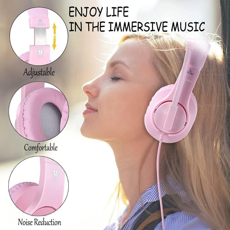 [AUSTRALIA] - H-10 Gaming Headset for PS4, Xbox One, PC, PS5, Nintendo Switch, Stereo Wired Noise Cancelling Over Ear Headphones with Mic for Kids Adults, Bass Surround, Soft Memory Earmuffs, Pink H-10 pink 