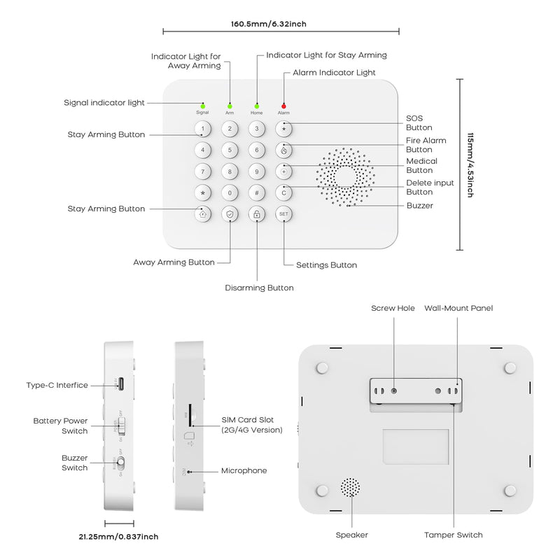 [AUSTRALIA] - LWOHSI Home Security Systems,Wireless DIY Burglar Alarm Kits,Smart Home Alarm System with Window/Door Sensor,PIR Motion Detector,Voice Control with Alexa and Google,4G SMS/Tuya App Alerts (A02F-US-C) A02F-US-C 