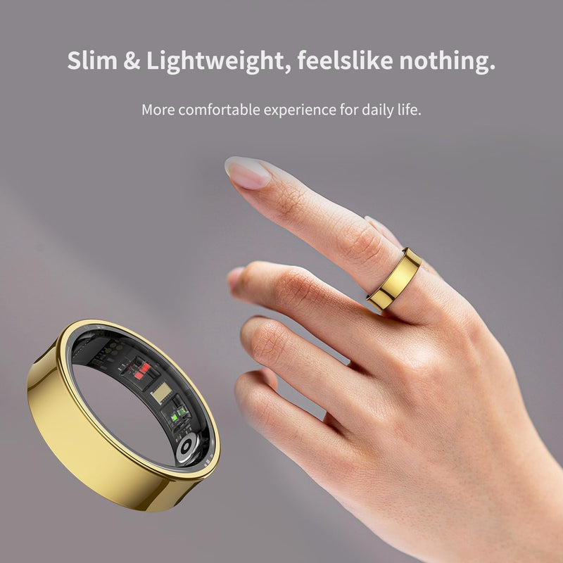 Smart Ring for Women & Men - Sleep Tracker with SPO₂/HRV Monitoring, 5ATM Waterproof, No Subscription Fee, 7-Day Battery iOS Android (13 Sizes, Rose Gold) 13