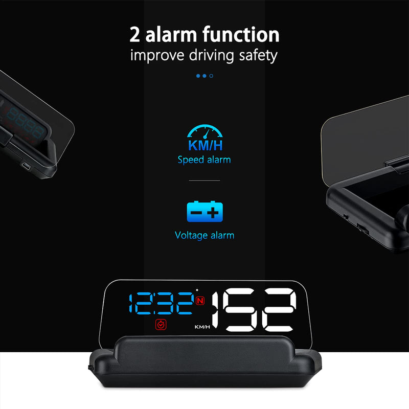 wiiyii Universal Car HUD Head Up Display T900, with Satellite Clock, Single Driving Time and Single Driving Distance, Work for All Vehicles