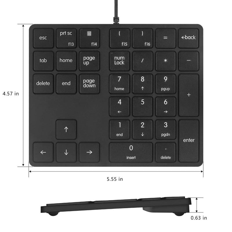 Numeric Keypad 34 Keys (30%) Mini Multifunctional Wired Numpad Portable Keypad Black Magicforce by Qisan