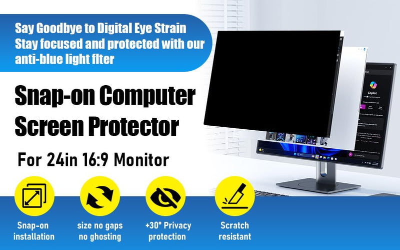24 Inch Privacy Screen for Computer Monitor 16:9 Aspect Ratio Removable | 2-Pack Anti-spy & Anti-glare protective film & Privacy protection in open office environment, Desktop Security Privacy Filter [2Pack] 24 Inch 16:9 Aspect