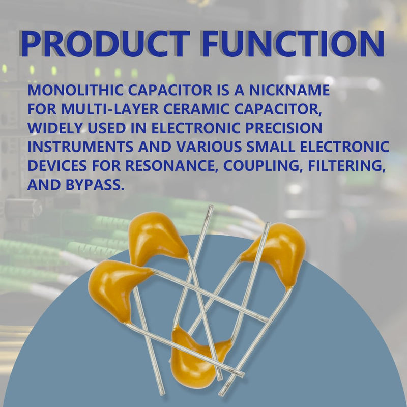 Innfeeltech 100pcs 50V 100nF Monolithic Ceramic Capacitor Yellow Electronic Accessories for Computer and Phone 44NF