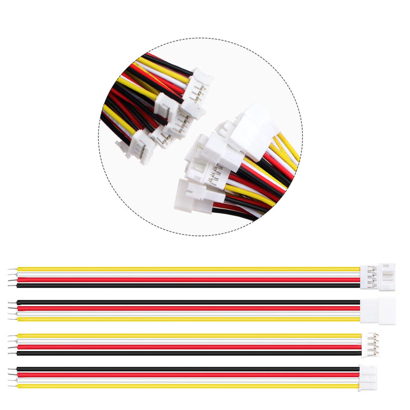 Lyeteung 15 Pairs JST 2.0 PH 4 Pin Connectors, Mini Micro JST PH 2.0mm 4-Pin Female and Male with 150mm 22AWG Cable Wire 4 Pin + Cable